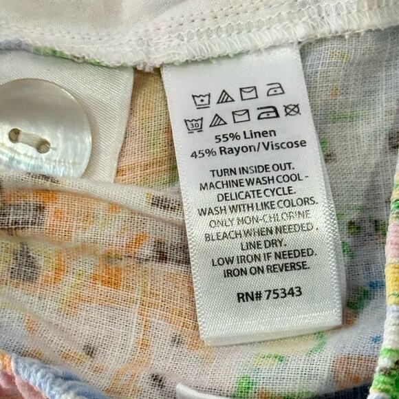 🍁 Cynthia Rowley Linen Blend Novelty Coastal Vacation Print True Wrap Midi Skirt - Picture 10 of 13